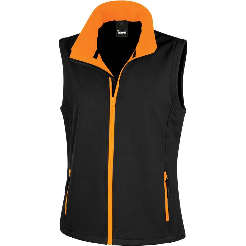 Ärmellose Damenjacke Softshell Damen Schwarz / Orange XL von Result