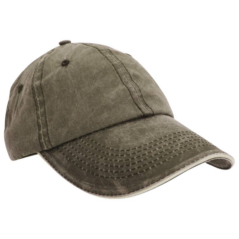 Result - Gewaschen Fine Line Baumwolle Baseball Cap mit Sandwich Spitze, für Herren, Olivegrün, One Size von Result