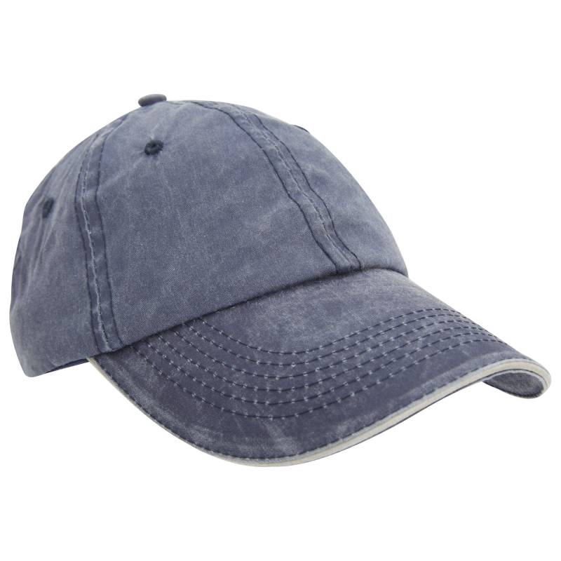 Gewaschen Fine Line Baumwolle Baseball Cap Mit Sandwich Spitze Herren Marine ONE SIZE von Result