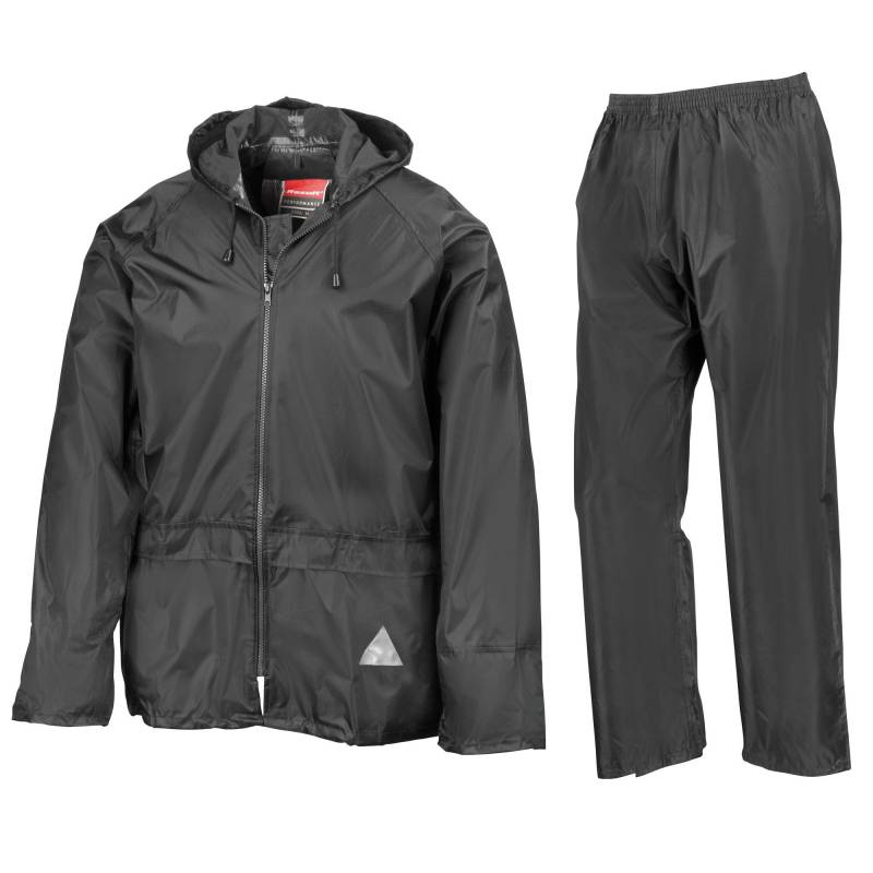 Regenanzug Bestehend Aus Regenjacke Und Regenhose, Wasserdicht Herren Schwarz XL von Result