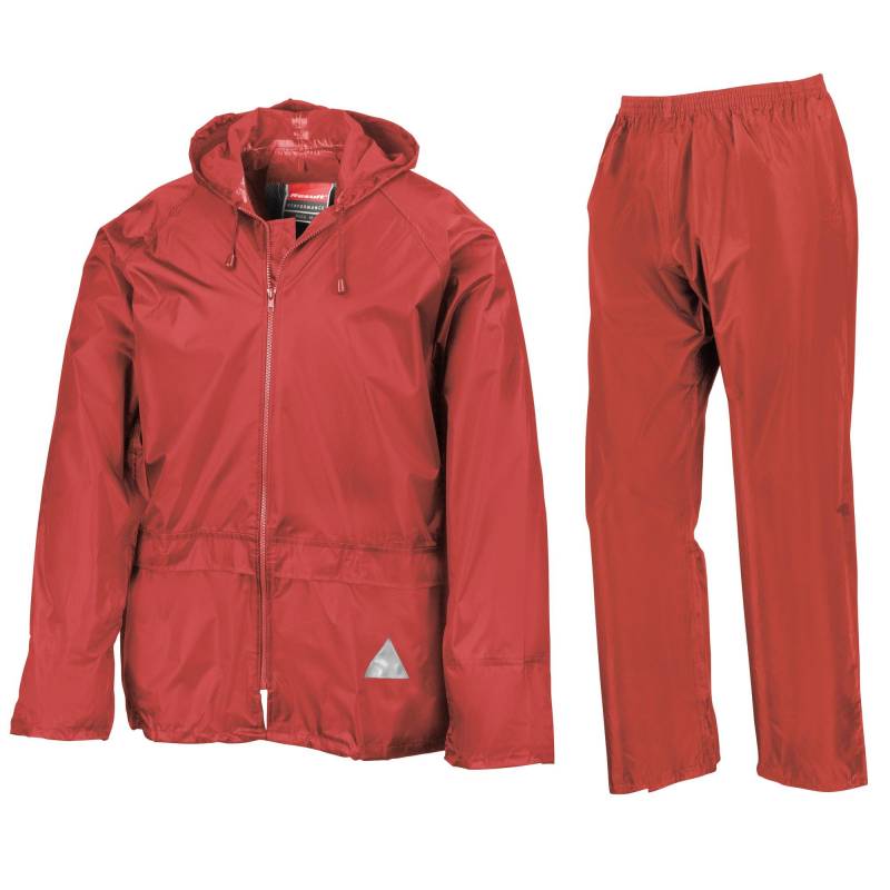 Regenanzug Bestehend Aus Regenjacke Und Regenhose, Wasserdicht Herren Rot Bunt L von Result