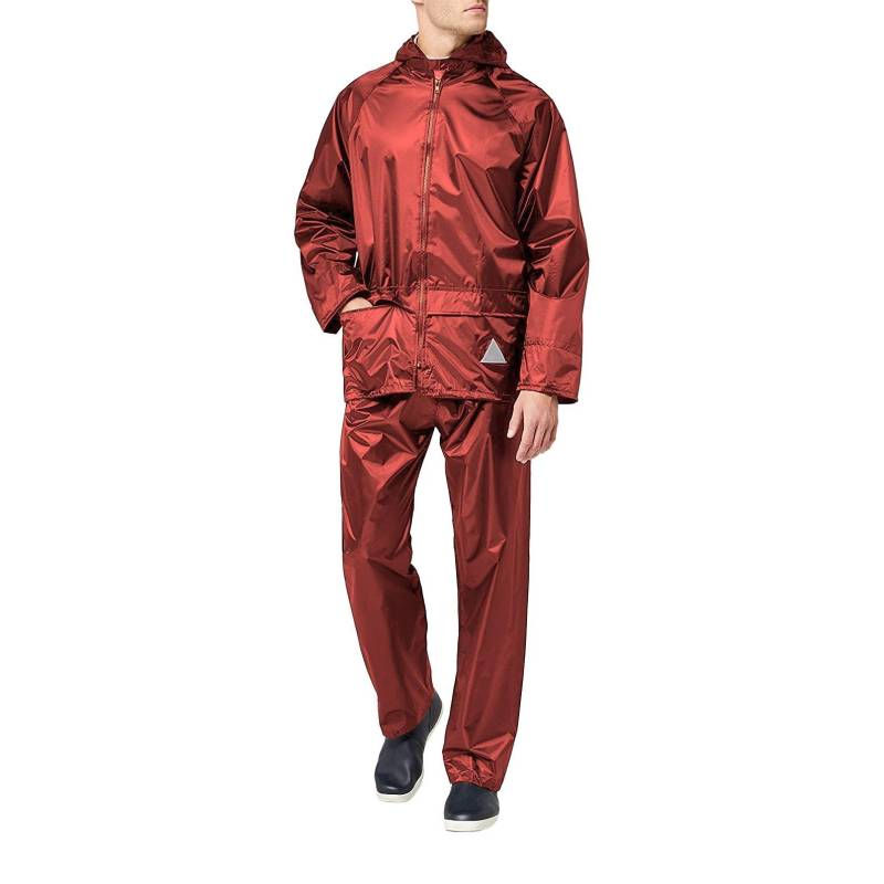 Regenanzug Bestehend Aus Regenjacke Und Regenhose, Wasserdicht Herren Rot Bunt S von Result