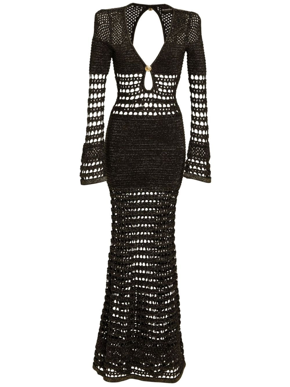 Retrofete Elvana knit crochet dress - Black von Retrofete