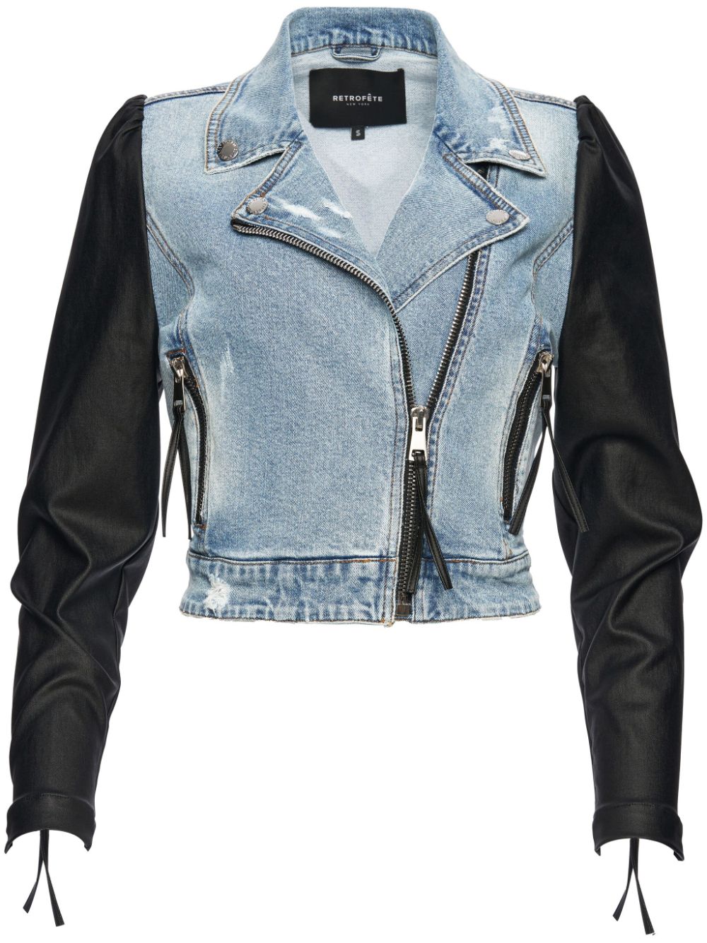 Retrofete Lo panelled denim biker jacket - Blue von Retrofete