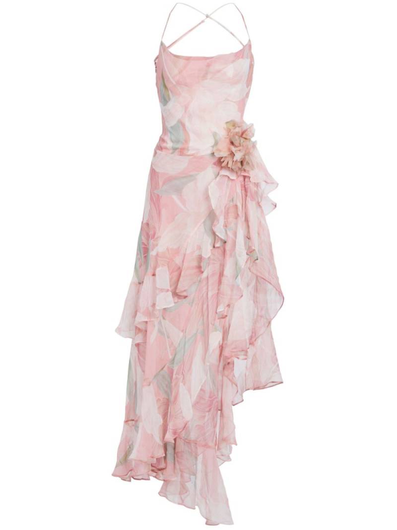 Retrofete Samara floral-print ruffled silk dress - Pink von Retrofete