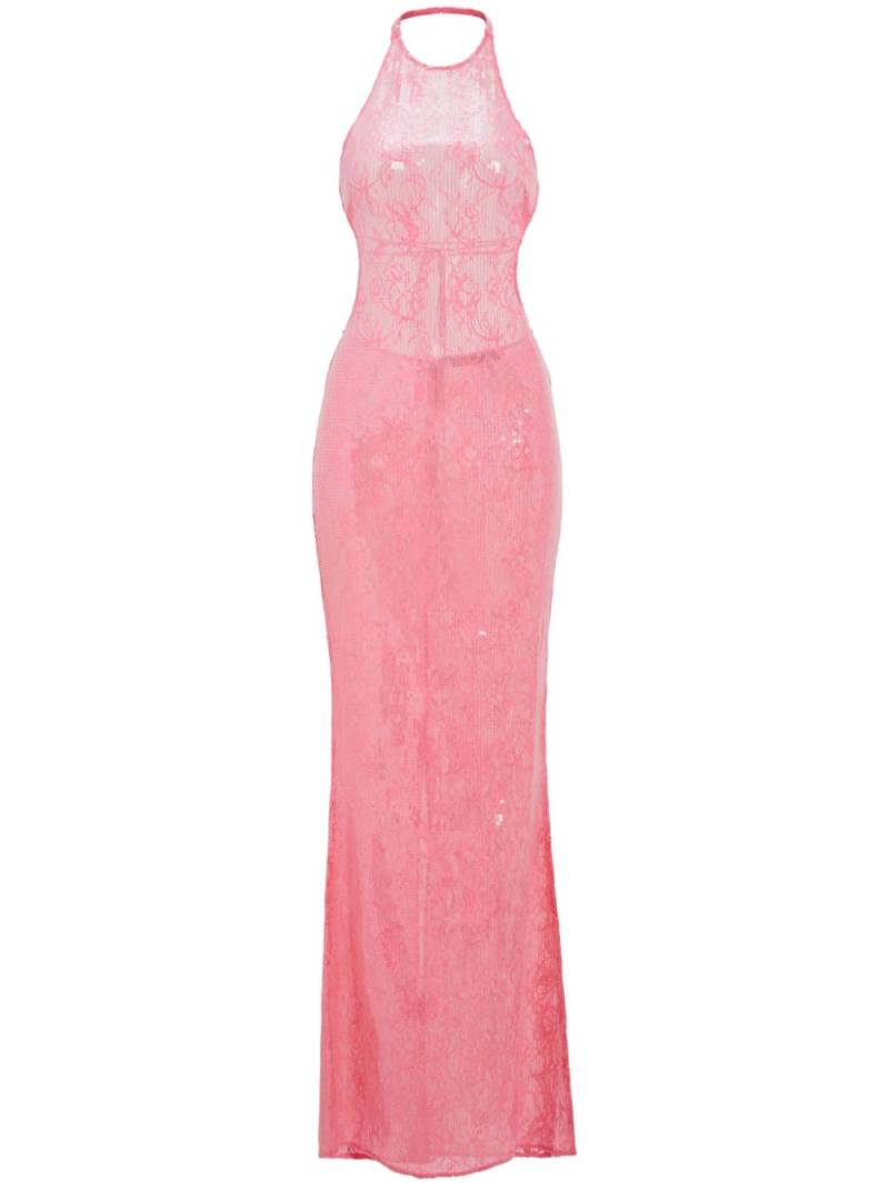 Retrofete Shivonne sequin lace backless dress - Pink von Retrofete