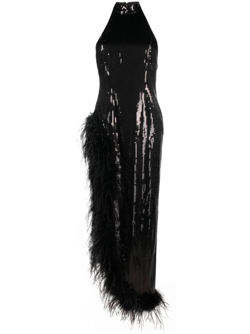 Retrofete Vixen feather-trim sequinned dress - Black von Retrofete