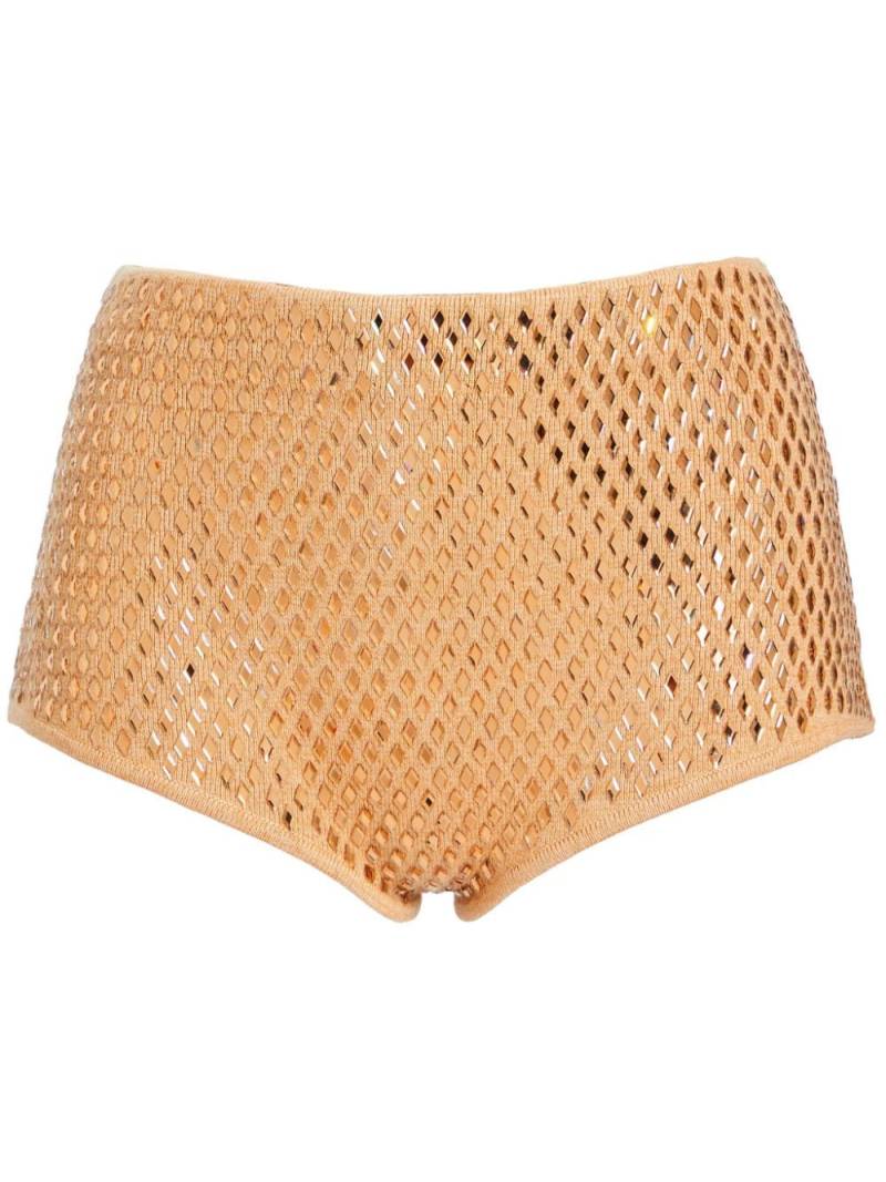 Retrofete crochet-knit mini shorts - Gold von Retrofete