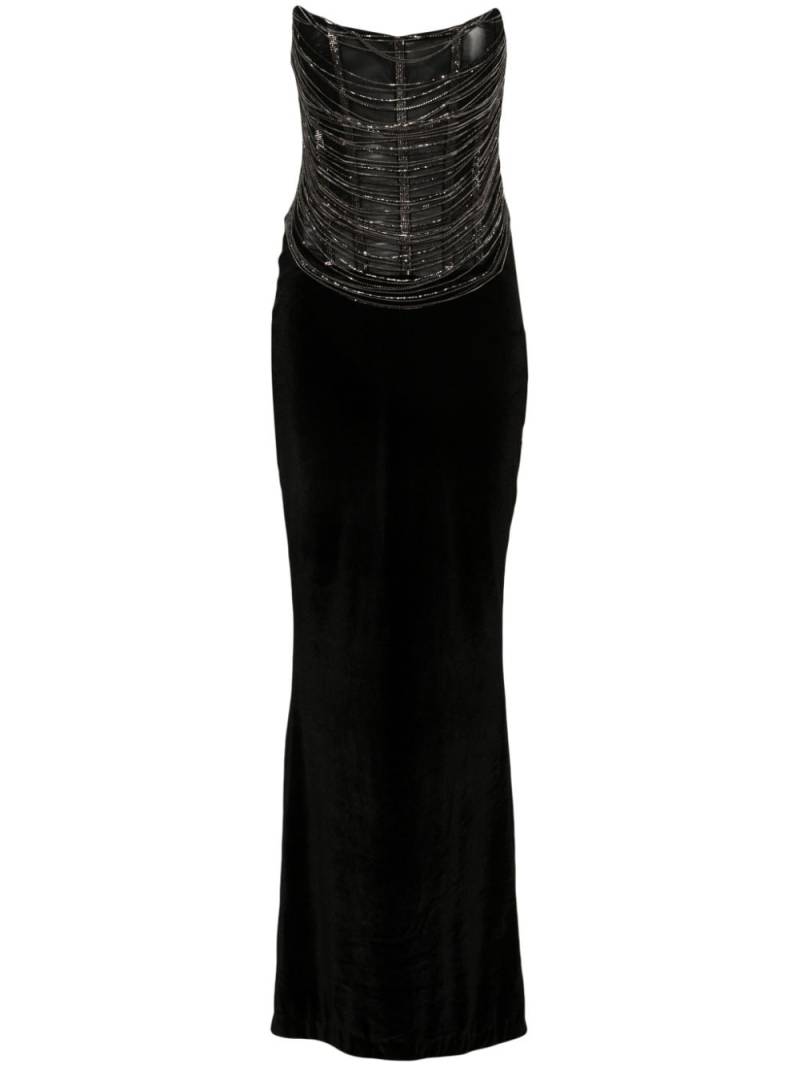 Retrofete draped velvet maxi dress - Black von Retrofete