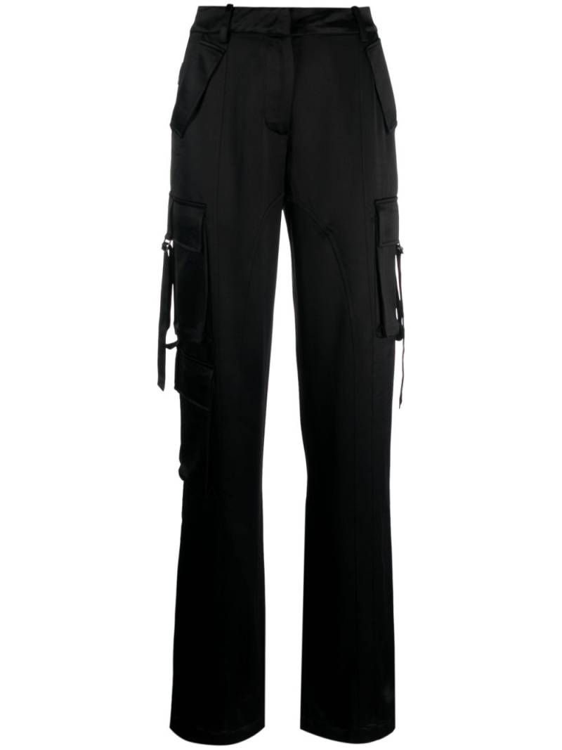 Retrofete high-waist satin cargo trousers - Black von Retrofete