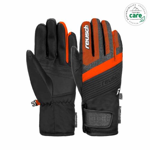 Reusch Duke R-TEX XT Kinder Skihandschuh - blk/blk mel/s.ora (Grösse: 4) von Reusch