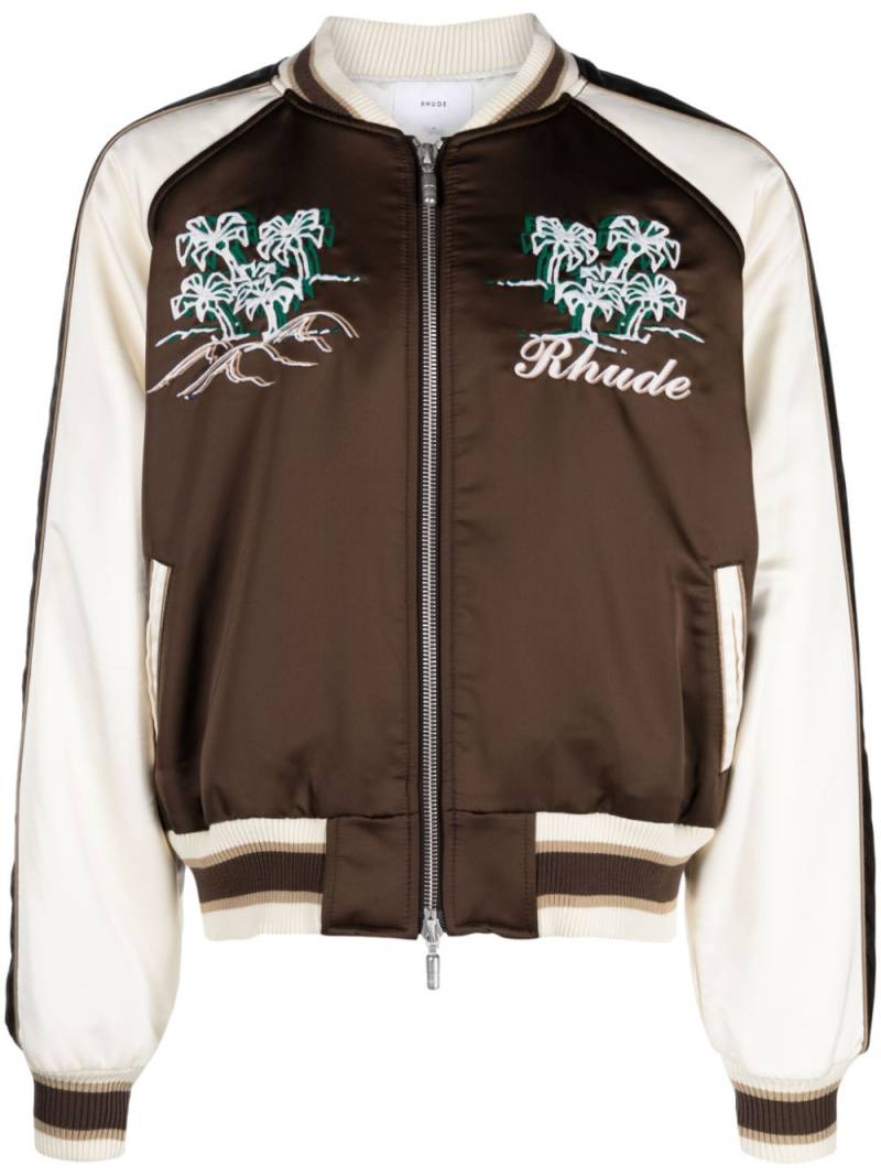 RHUDE Souvenir embroidered bomber jacket - Brown von RHUDE