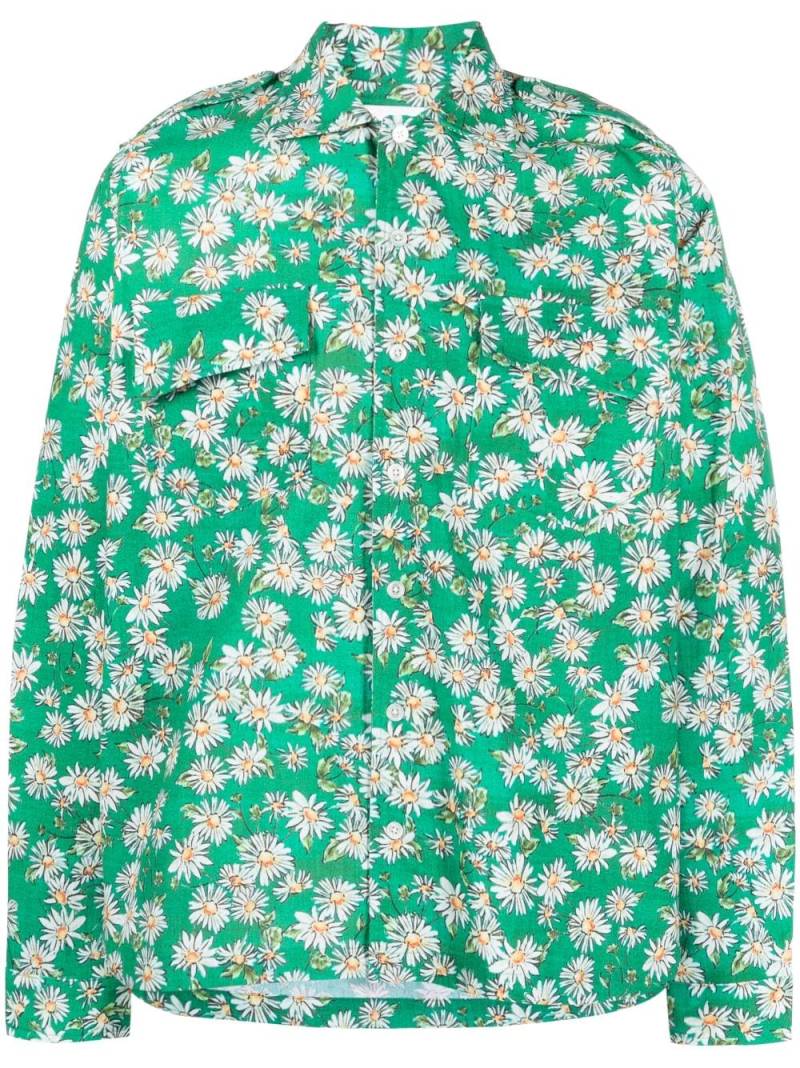 RHUDE daisy-print long-sleeved shirt - Green von RHUDE