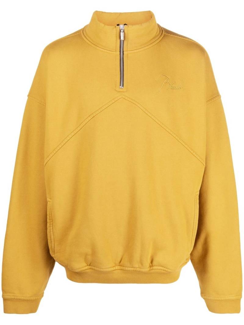 RHUDE logo-emboridered quarter-zip sweatshirt - Yellow von RHUDE