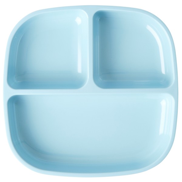 Rice - Melamine Kids 3 Room Plate - Teller Gr Small blau von Rice