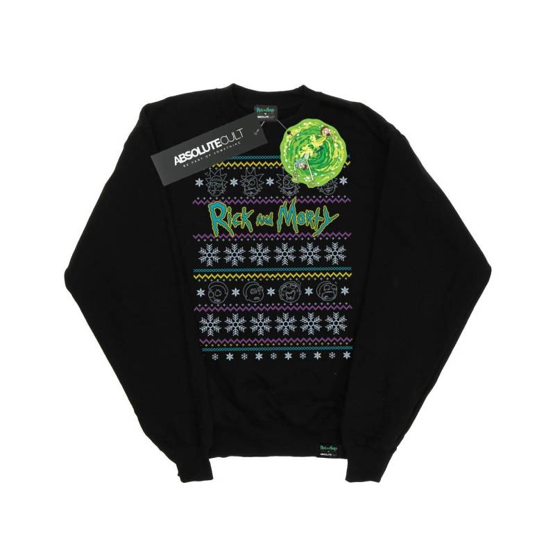 Christmas Faces Sweatshirt Damen Schwarz S von Rick And Morty