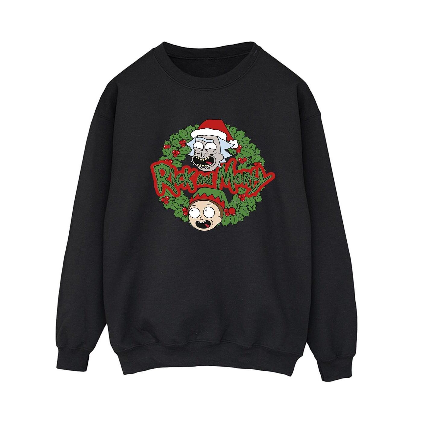 Christmas Wreath Sweatshirt Damen Schwarz L von Rick And Morty