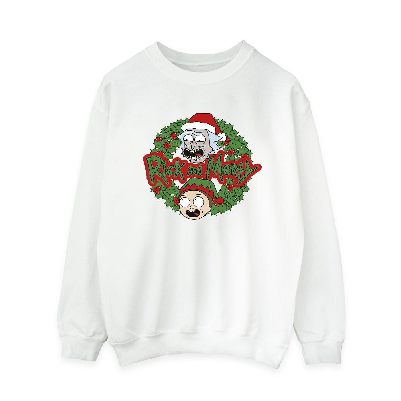 Christmas Wreath Sweatshirt Damen Weiss S von Rick And Morty