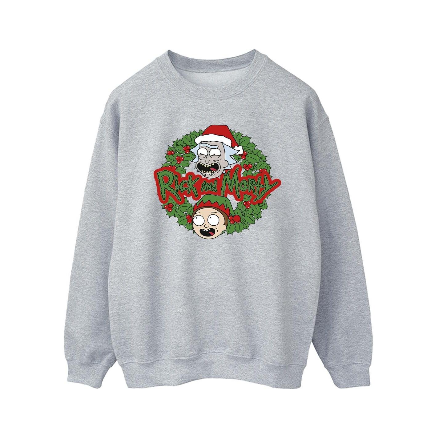 Christmas Wreath Sweatshirt Herren Grau XXL von Rick And Morty