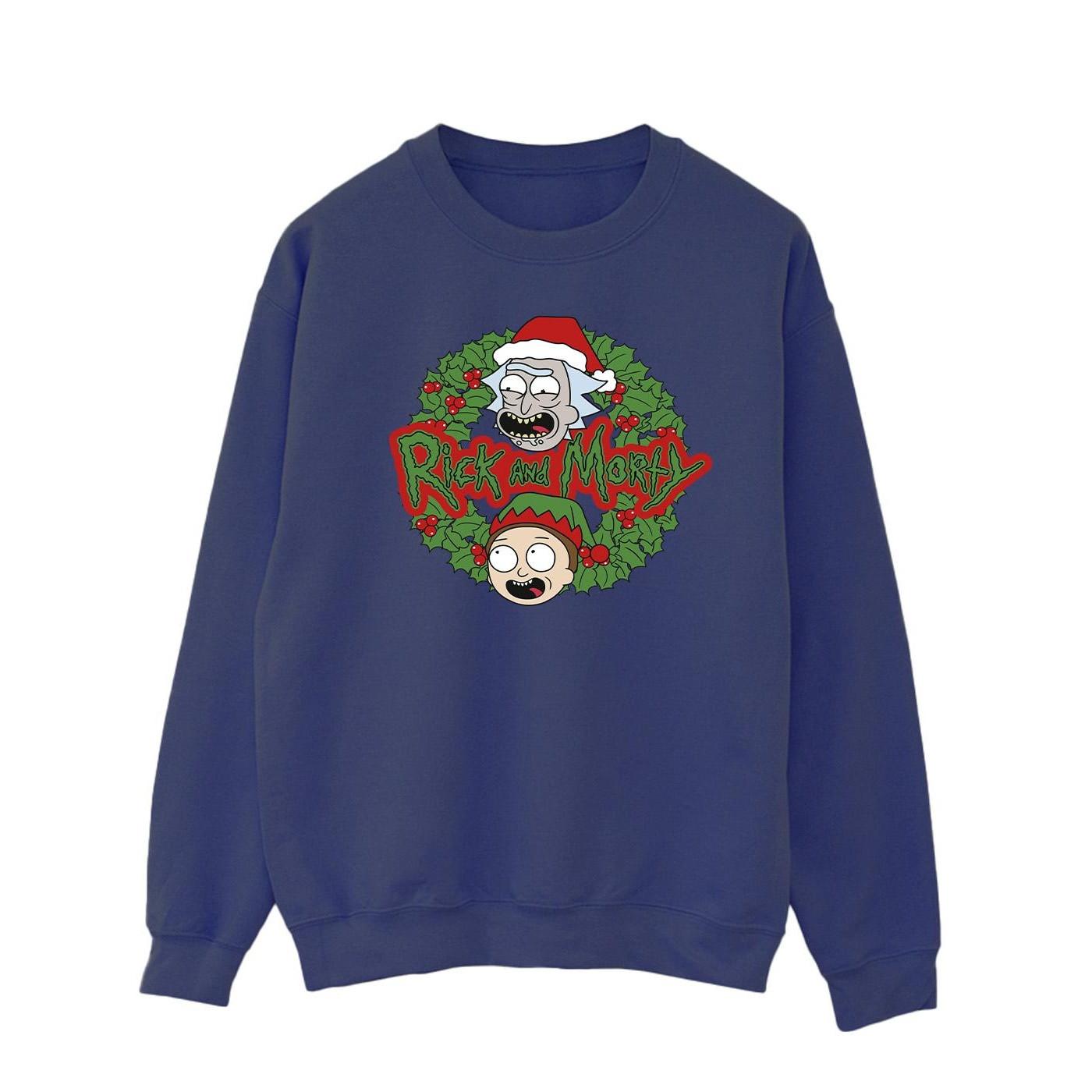 Christmas Wreath Sweatshirt Herren Marine L von Rick And Morty