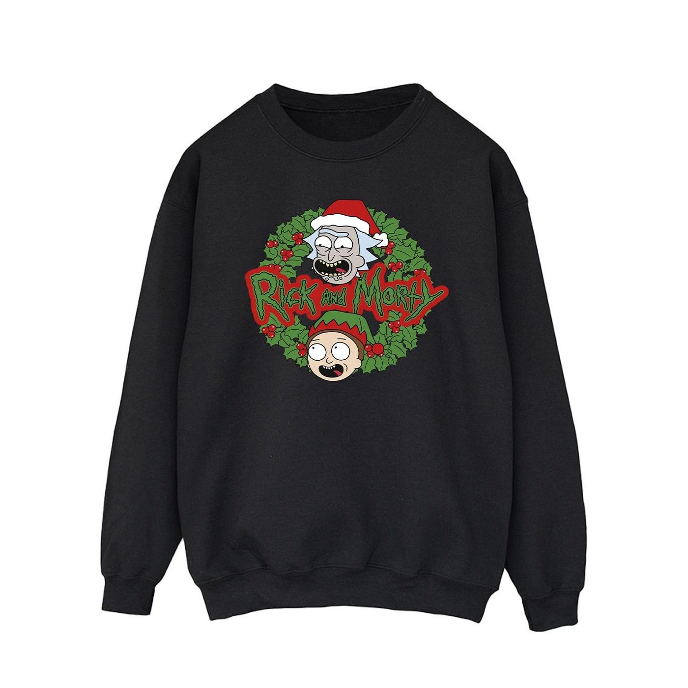 Christmas Wreath Sweatshirt Herren Schwarz M von Rick And Morty