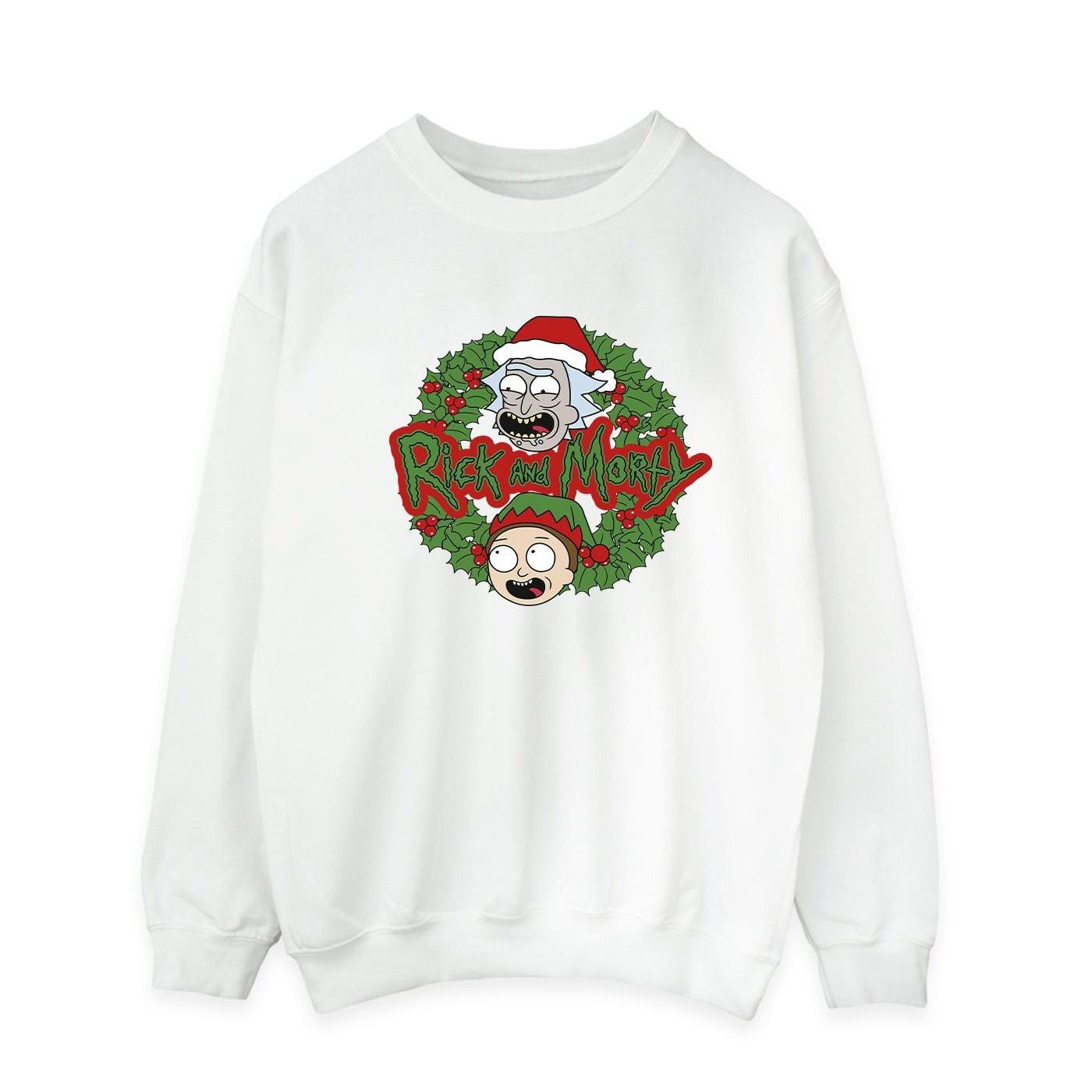 Christmas Wreath Sweatshirt Herren Weiss L von Rick And Morty