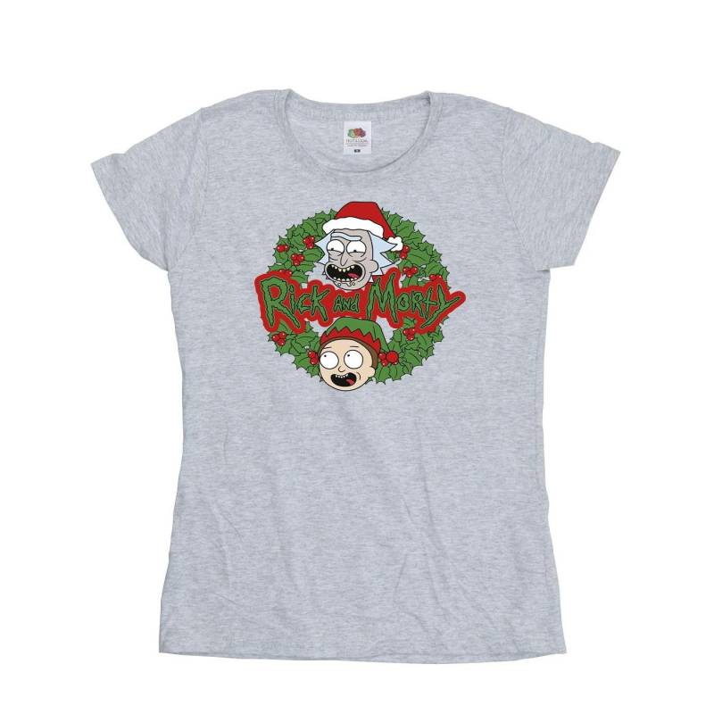 Christmas Wreath Tshirt Damen Grau L von Rick And Morty