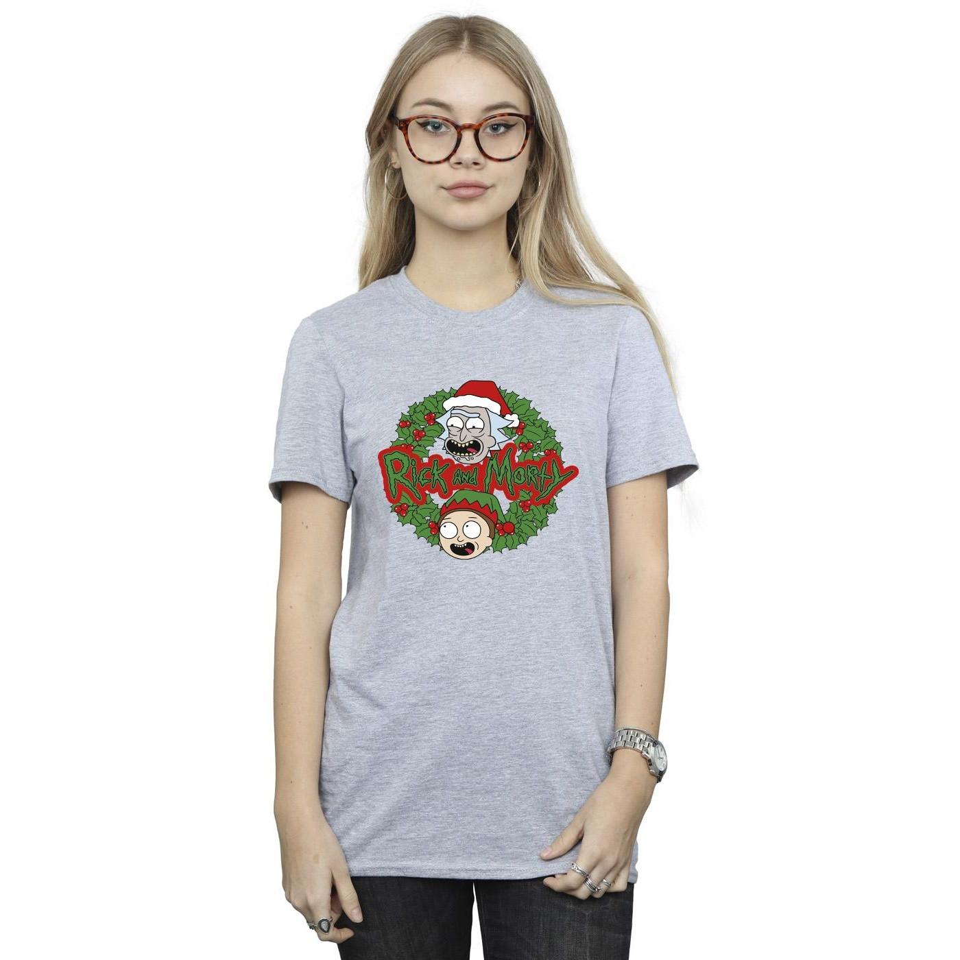 Christmas Wreath Tshirt Damen Grau M von Rick And Morty