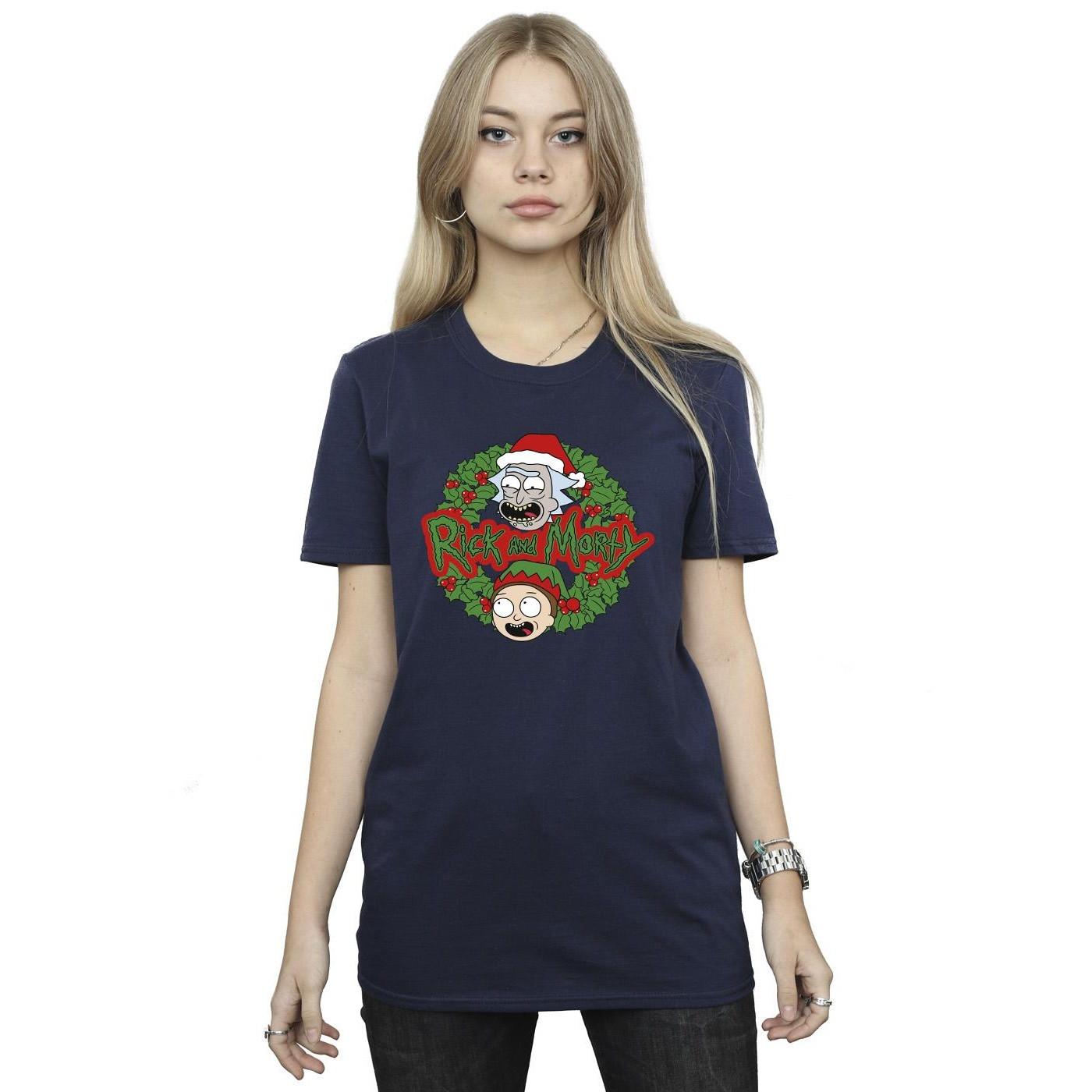 Christmas Wreath Tshirt Damen Marine L von Rick And Morty