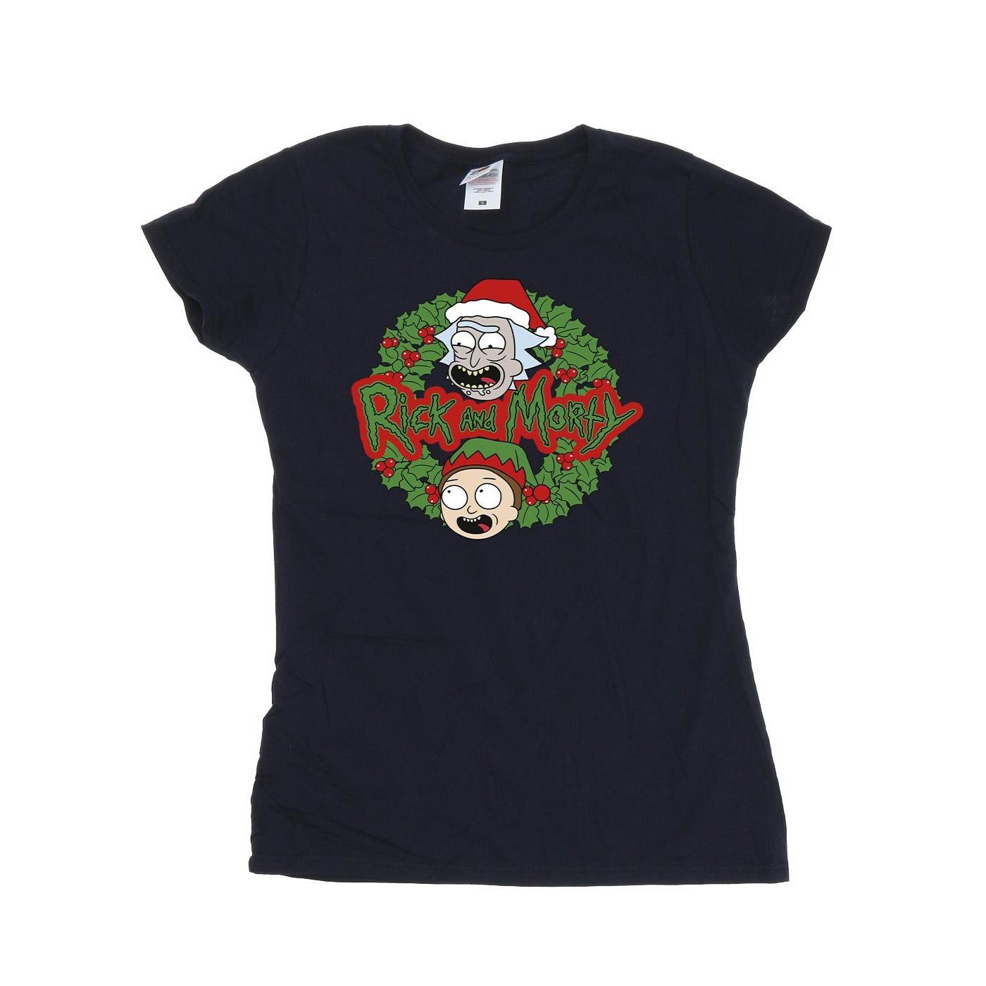 Christmas Wreath Tshirt Damen Marine L von Rick And Morty