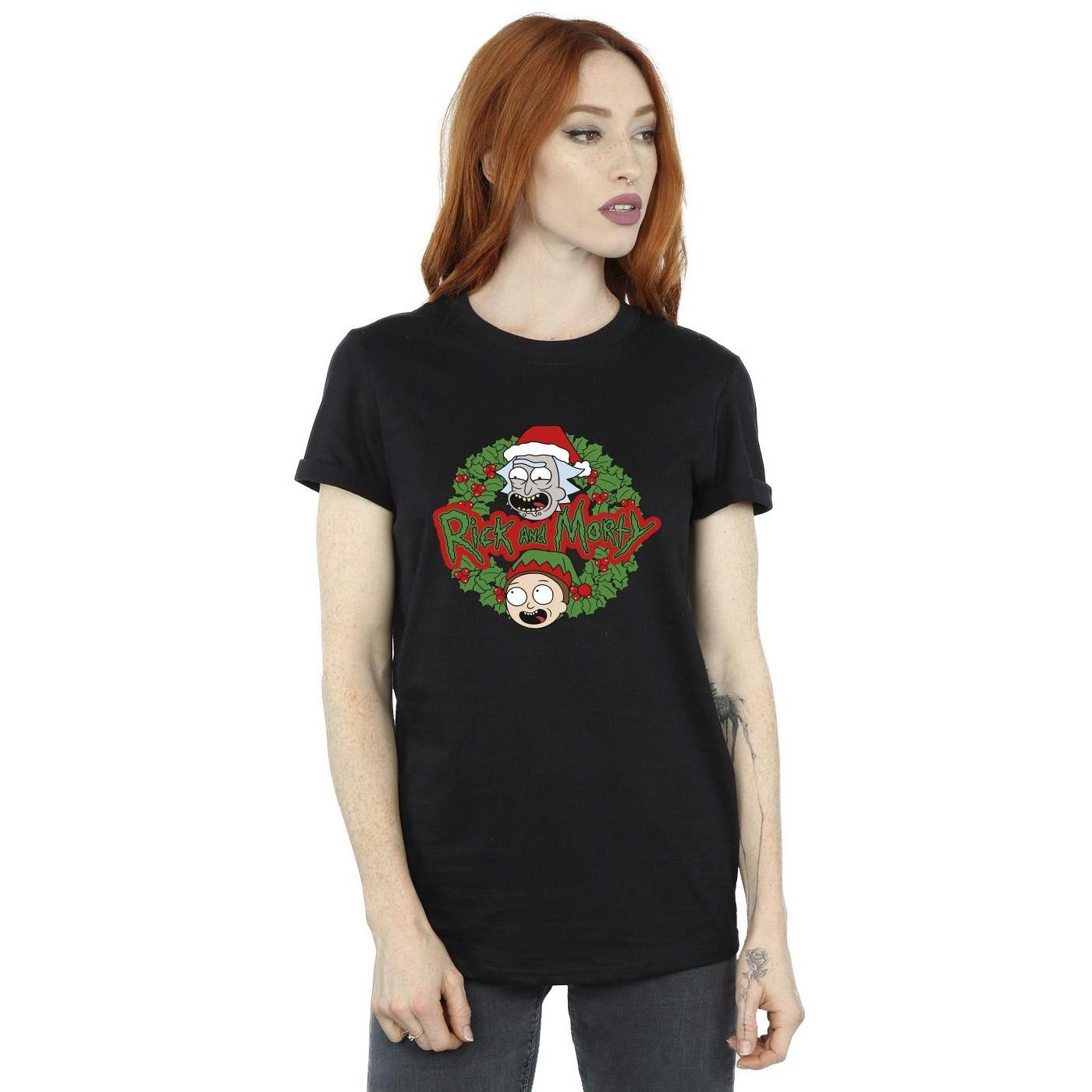 Christmas Wreath Tshirt Damen Schwarz L von Rick And Morty