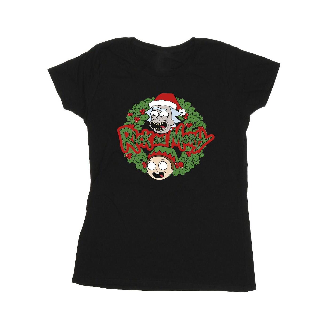 Christmas Wreath Tshirt Damen Schwarz S von Rick And Morty