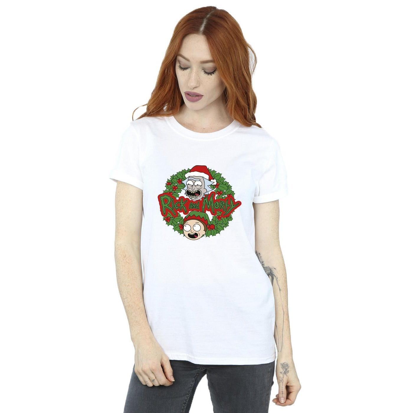 Christmas Wreath Tshirt Damen Weiss L von Rick And Morty