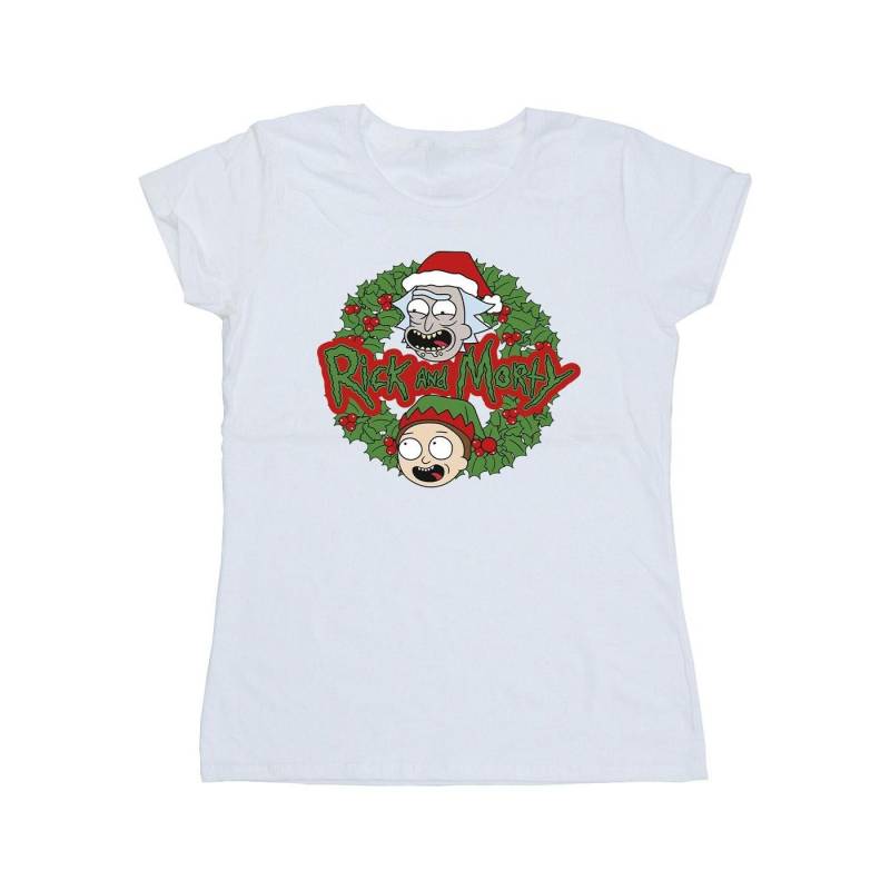 Christmas Wreath Tshirt Damen Weiss M von Rick And Morty