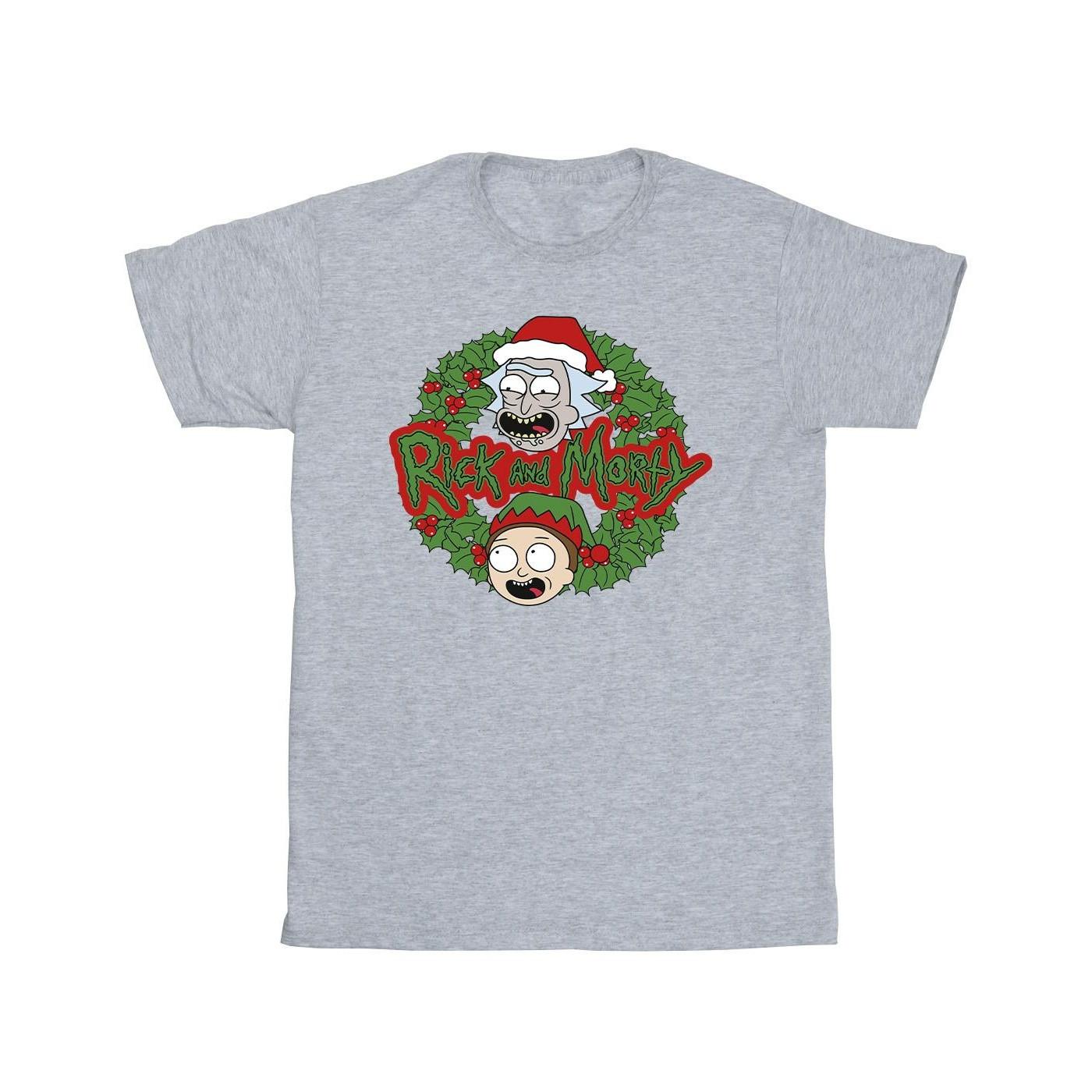 Christmas Wreath Tshirt Herren Grau XL von Rick And Morty