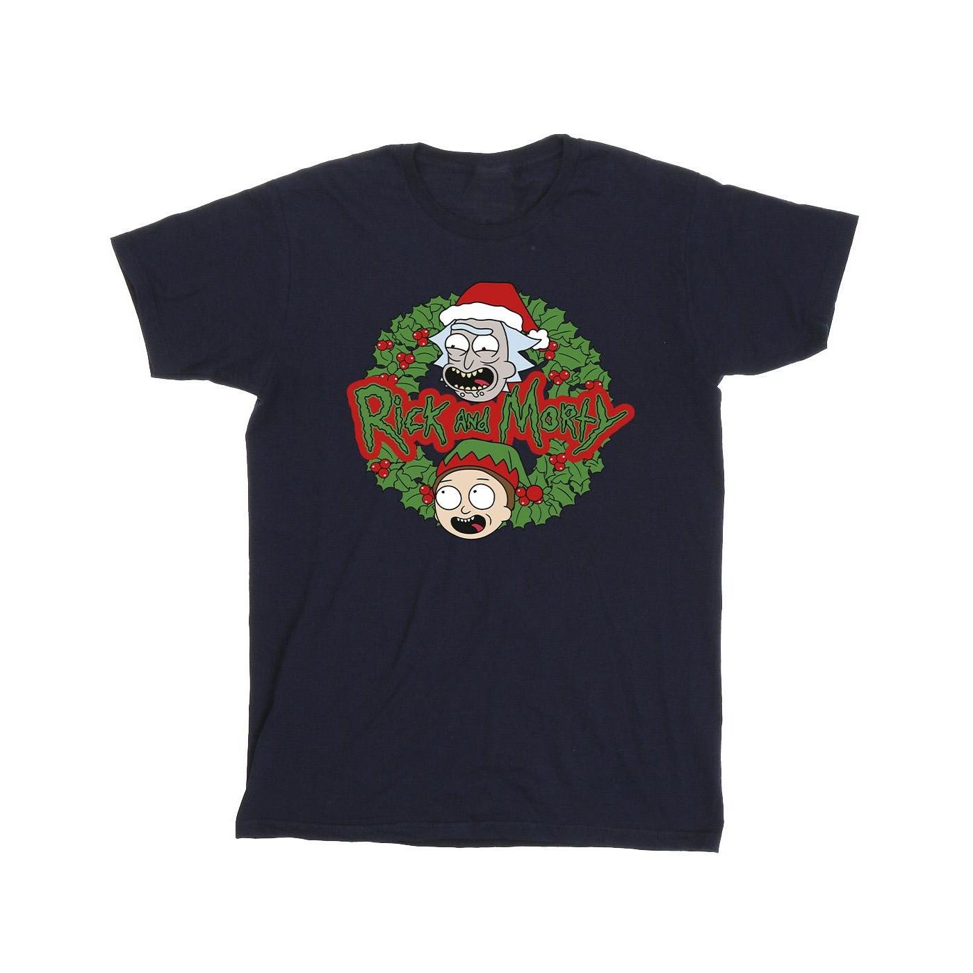 Christmas Wreath Tshirt Herren Marine L von Rick And Morty