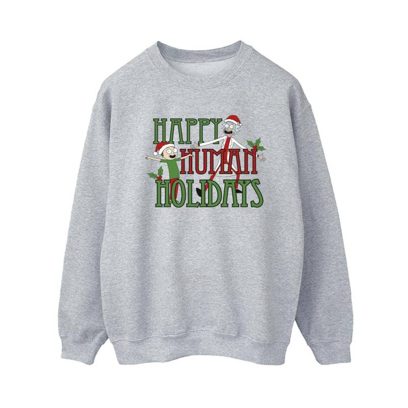 Happy Human Holidays Sweatshirt Damen Grau M von Rick And Morty