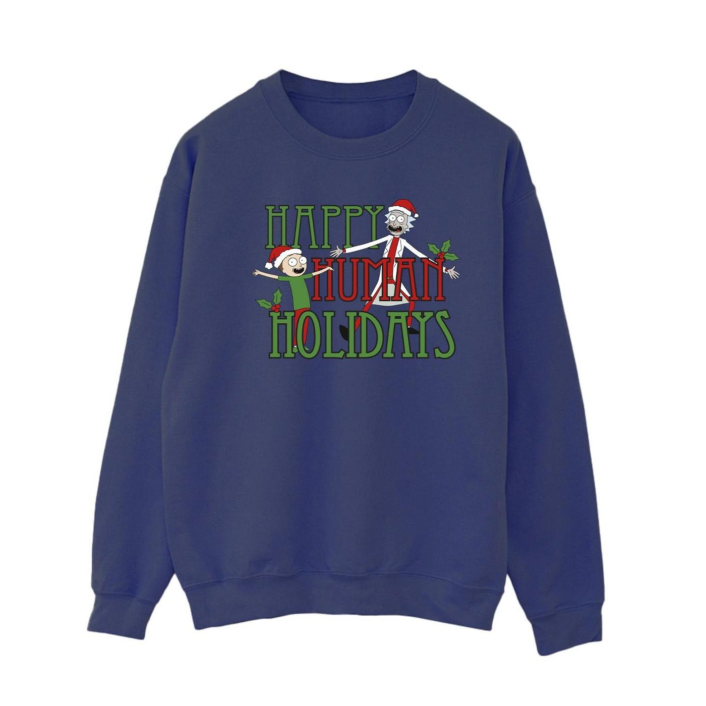 Happy Human Holidays Sweatshirt Damen Marine XXL von Rick And Morty