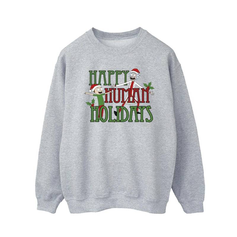 Happy Human Holidays Sweatshirt Herren Grau M von Rick And Morty