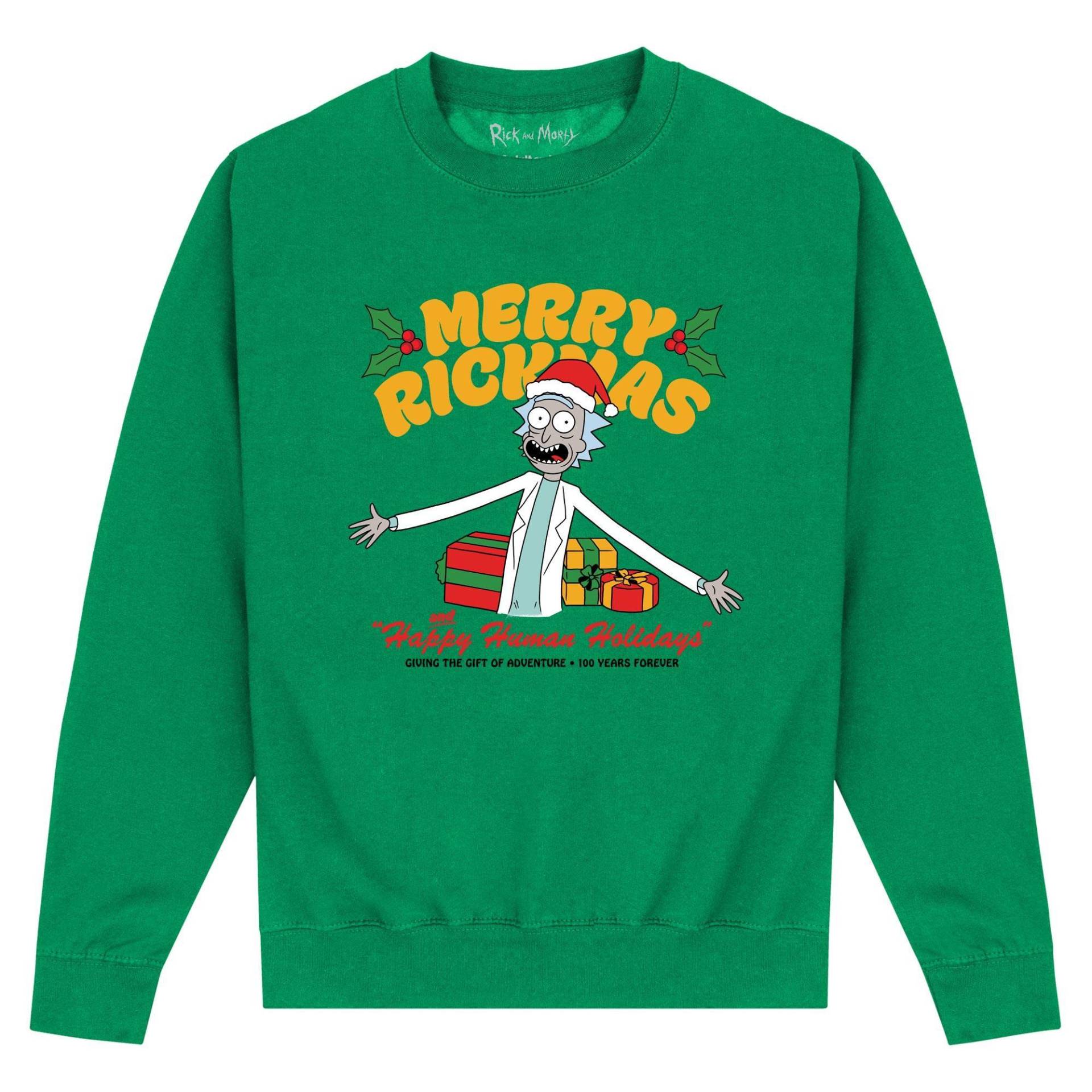 Rick And Morty - Happy Human Holidays Sweatshirt, für Herren, Grün, Größe L von Rick And Morty