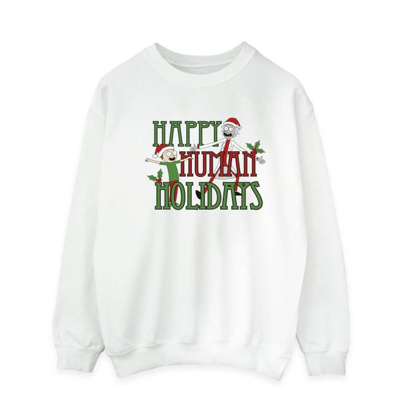 Happy Human Holidays Sweatshirt Herren Weiss XL von Rick And Morty