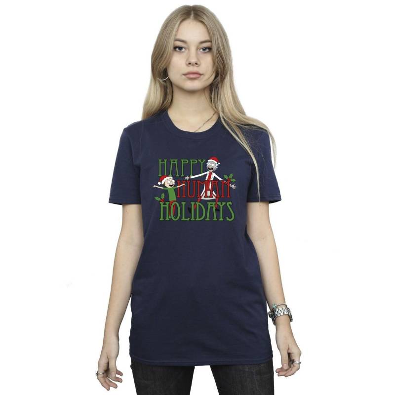 Happy Human Holidays Tshirt Damen Marine 3XL von Rick And Morty