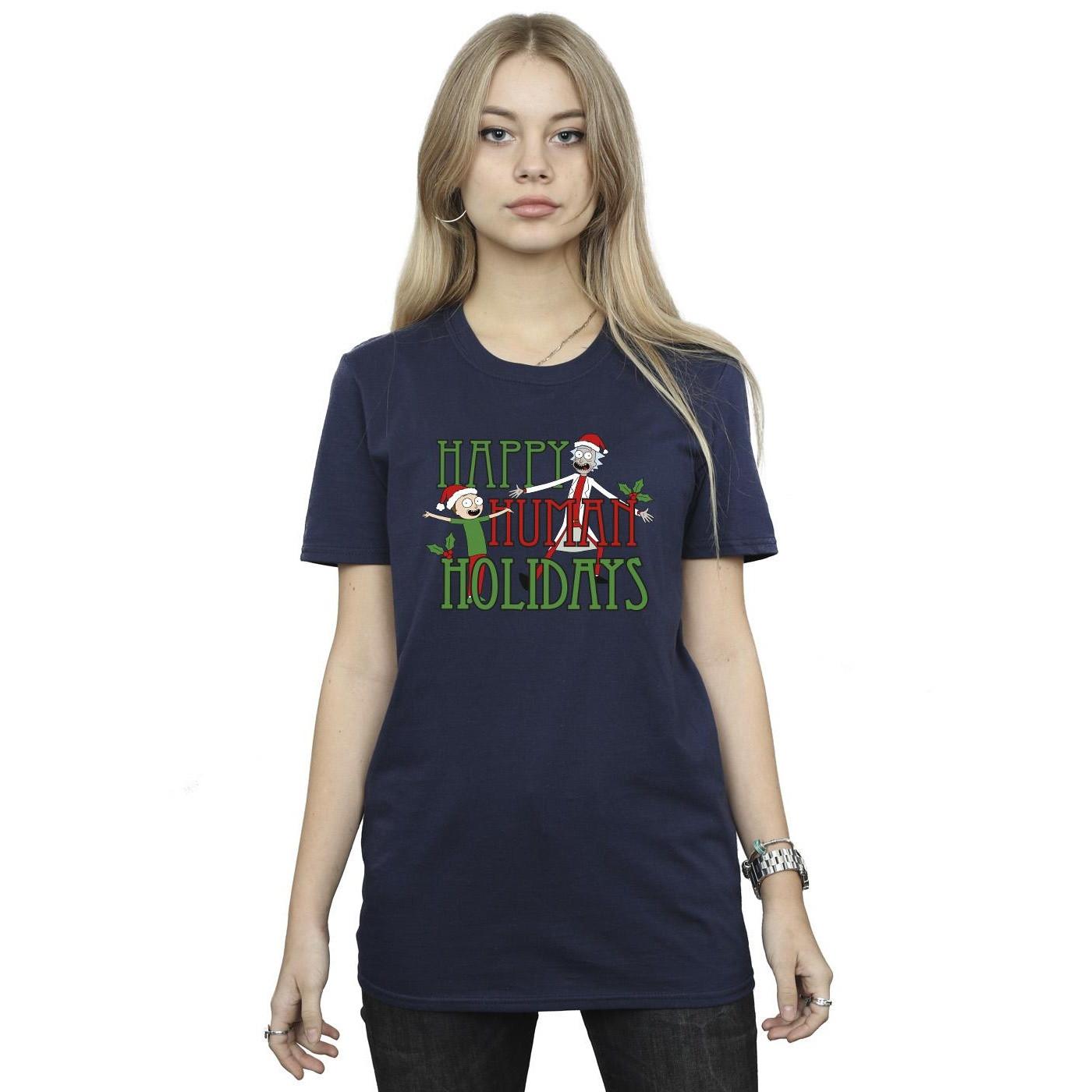 Happy Human Holidays Tshirt Damen Marine XL von Rick And Morty