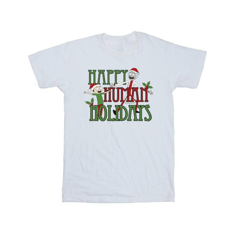 Happy Human Holidays Tshirt Herren Weiss 4XL von Rick And Morty