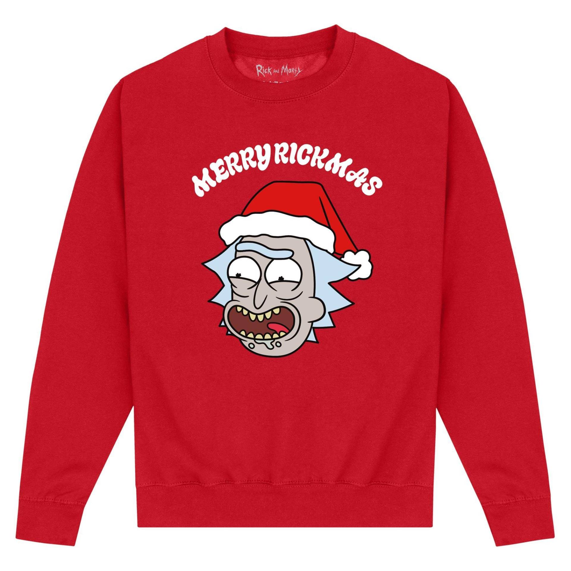 Merry Rickmas Sweatshirt Damen Rot Bunt S von Rick And Morty
