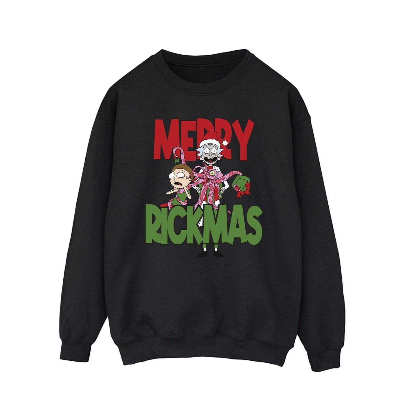 Merry Rickmas Sweatshirt Herren Schwarz M von Rick And Morty