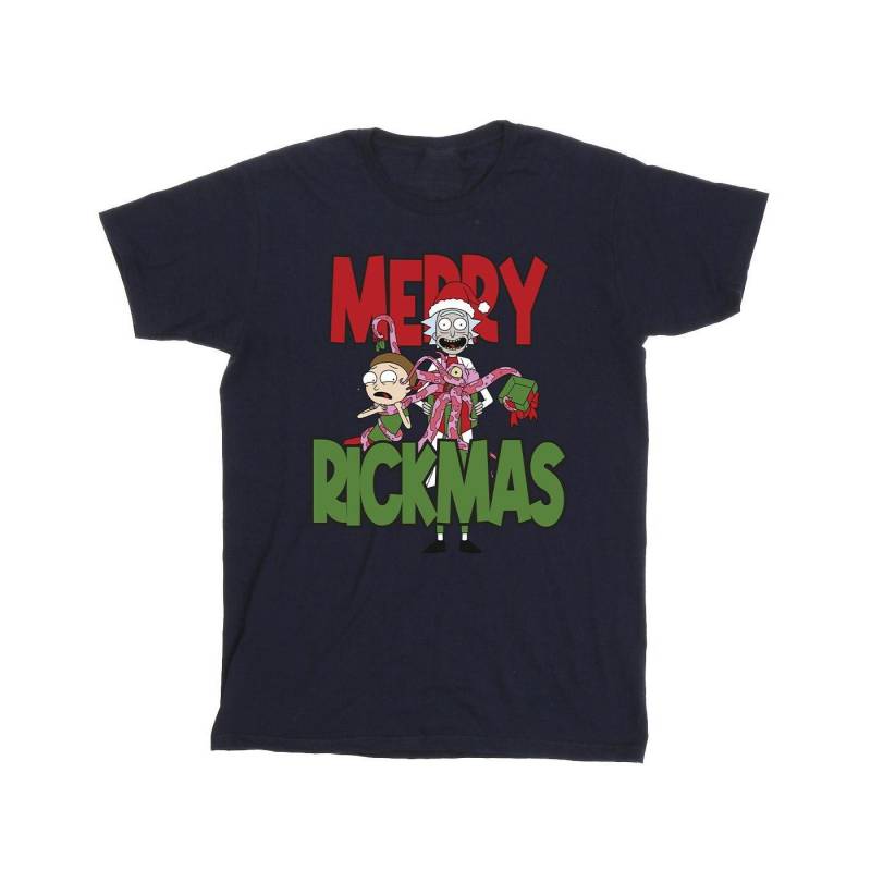 Merry Rickmas Tshirt Herren Marine S von Rick And Morty