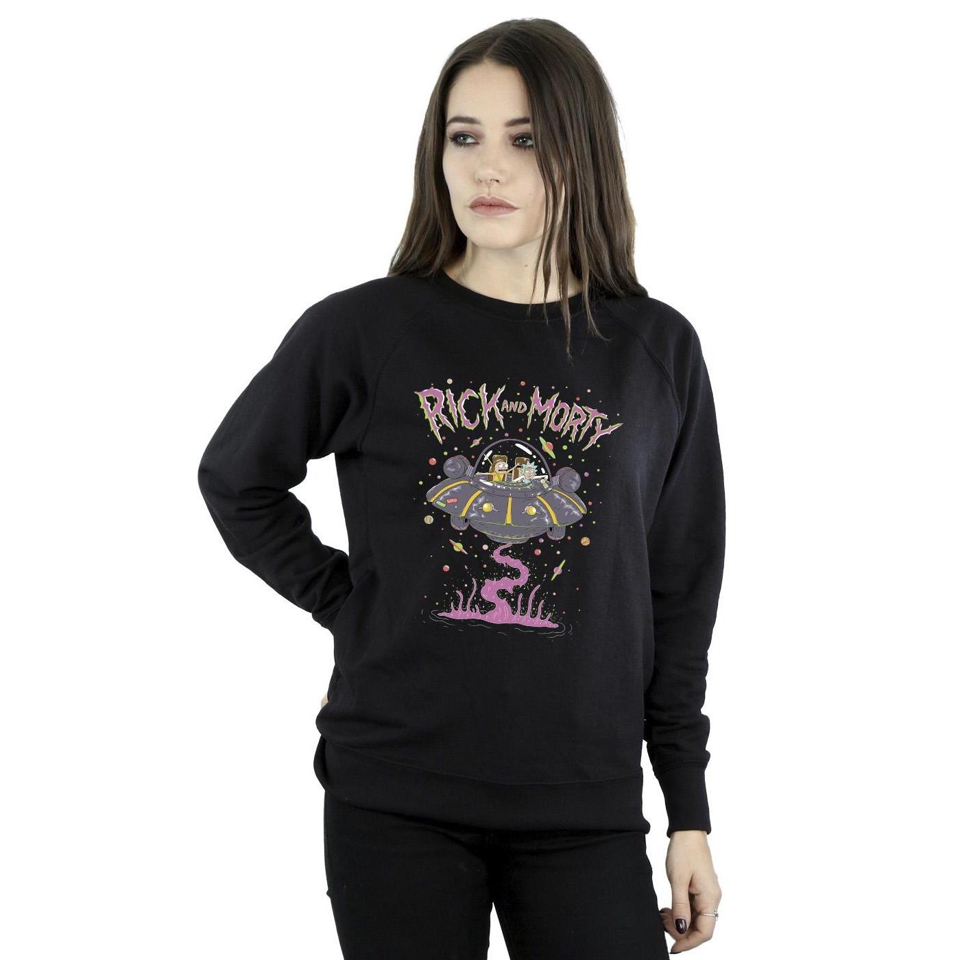 Pink Spaceship Sweatshirt Damen Schwarz XL von Rick And Morty