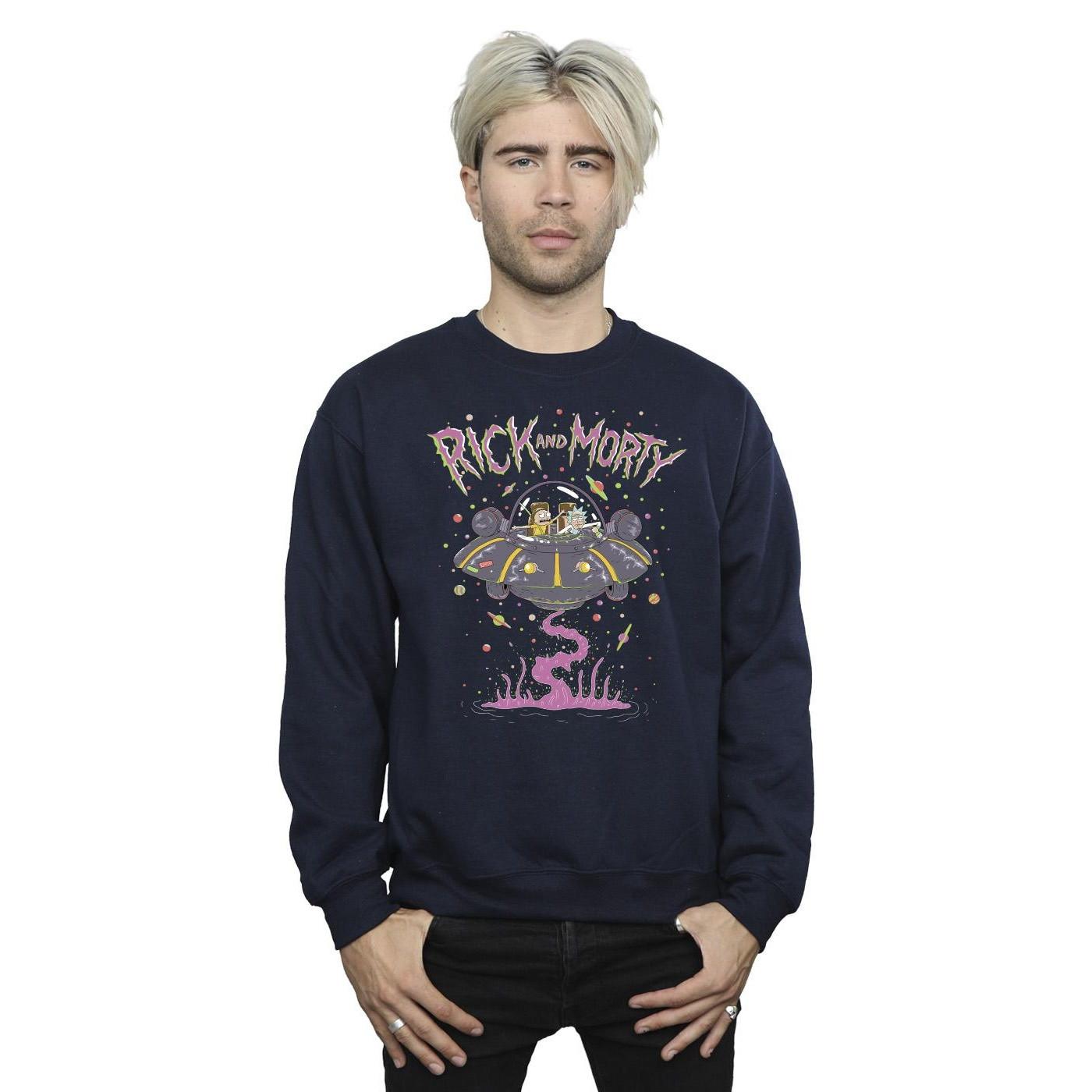 Pink Spaceship Sweatshirt Herren Marine 3XL von Rick And Morty