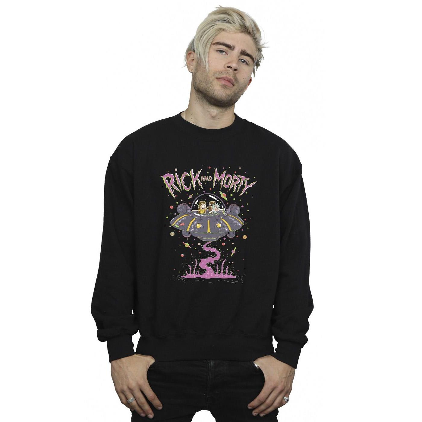 Pink Spaceship Sweatshirt Herren Schwarz 4XL von Rick And Morty